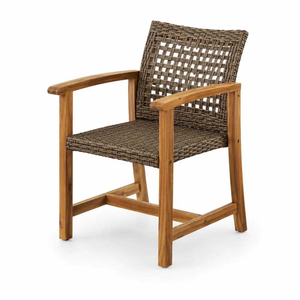 Chaise d'ext¨¦rieur en teck et r¨¦sine tress¨¦e