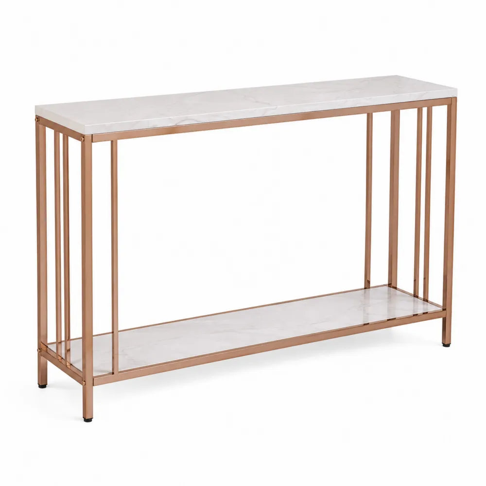 Console en marbre et m¨¦tal cuivr¨¦ 120x30x80