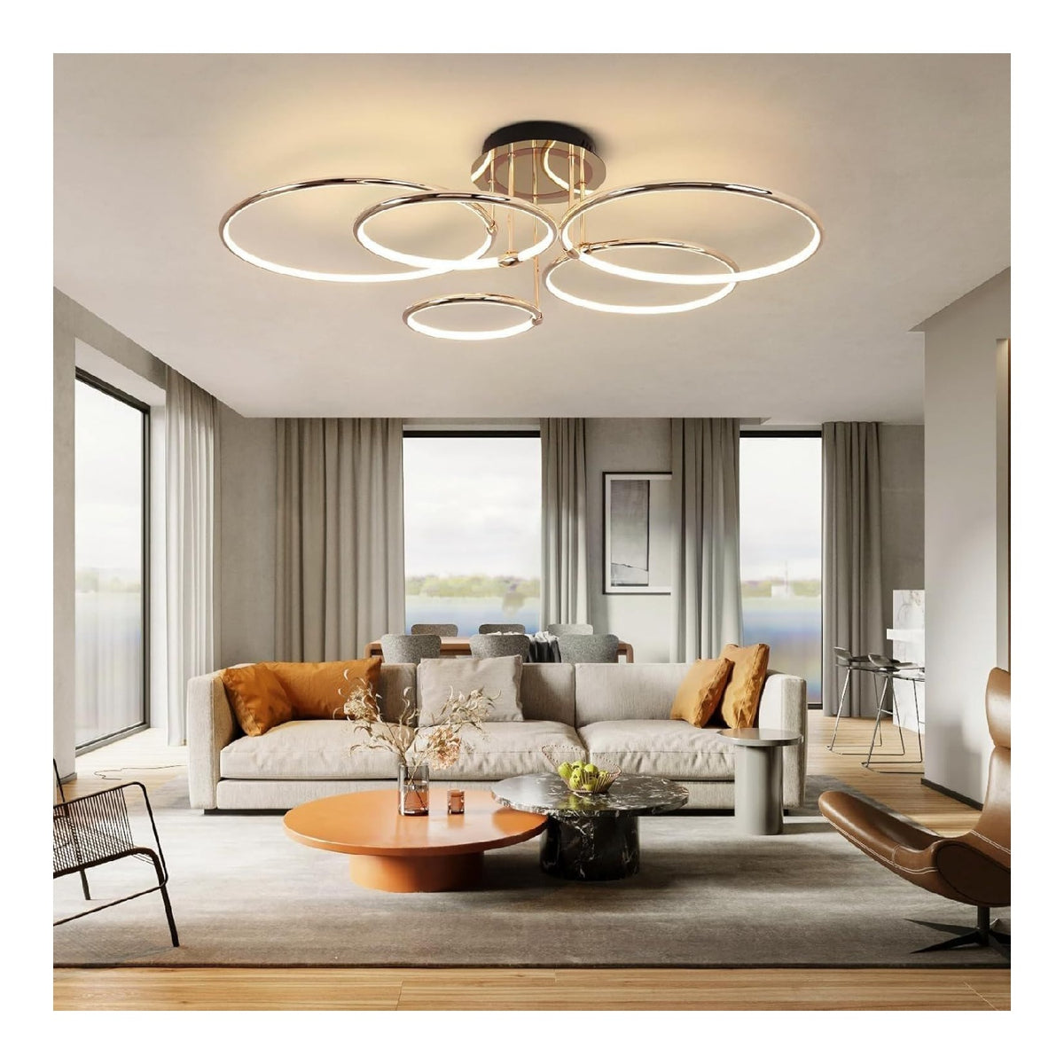 Solution lumineuse Blanc et Ambre au dessin sobre en format suspension 3000 K