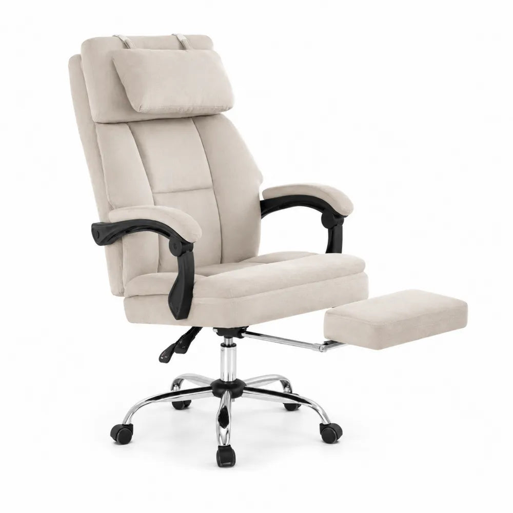 Chaise de bureau en tissu polyester beige avec