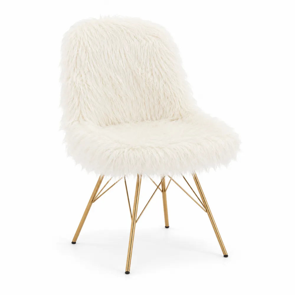 Chaise en fausse fourrure avec pieds en m¨¦tal