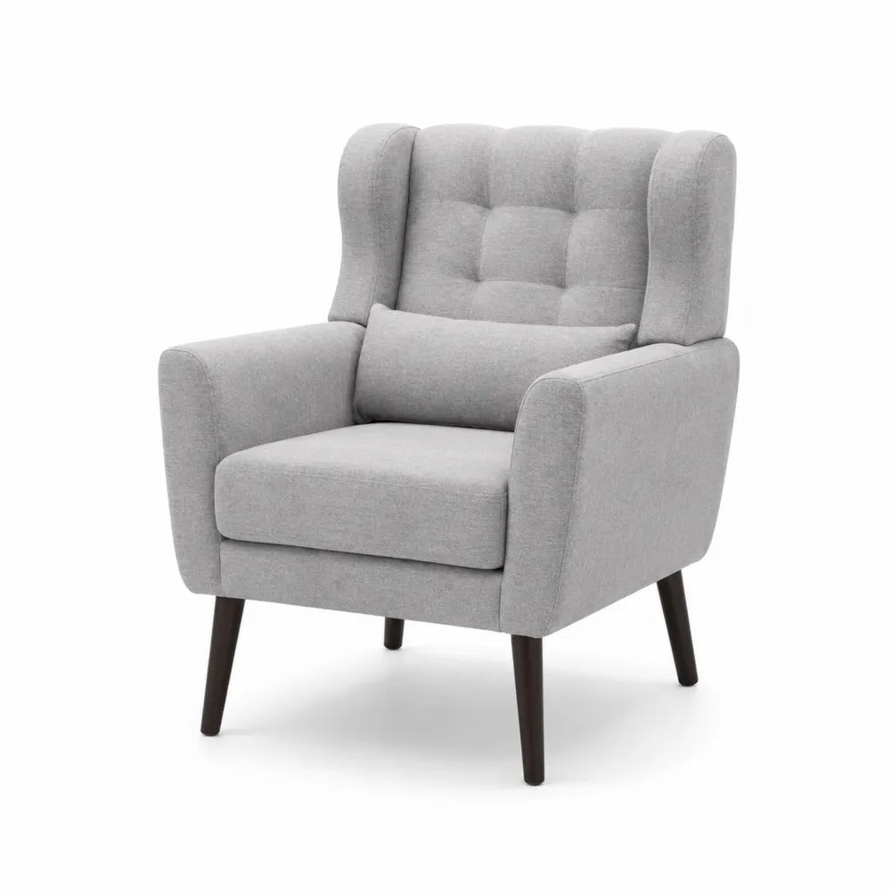 Fauteuil en tissu polyester gris avec pieds en