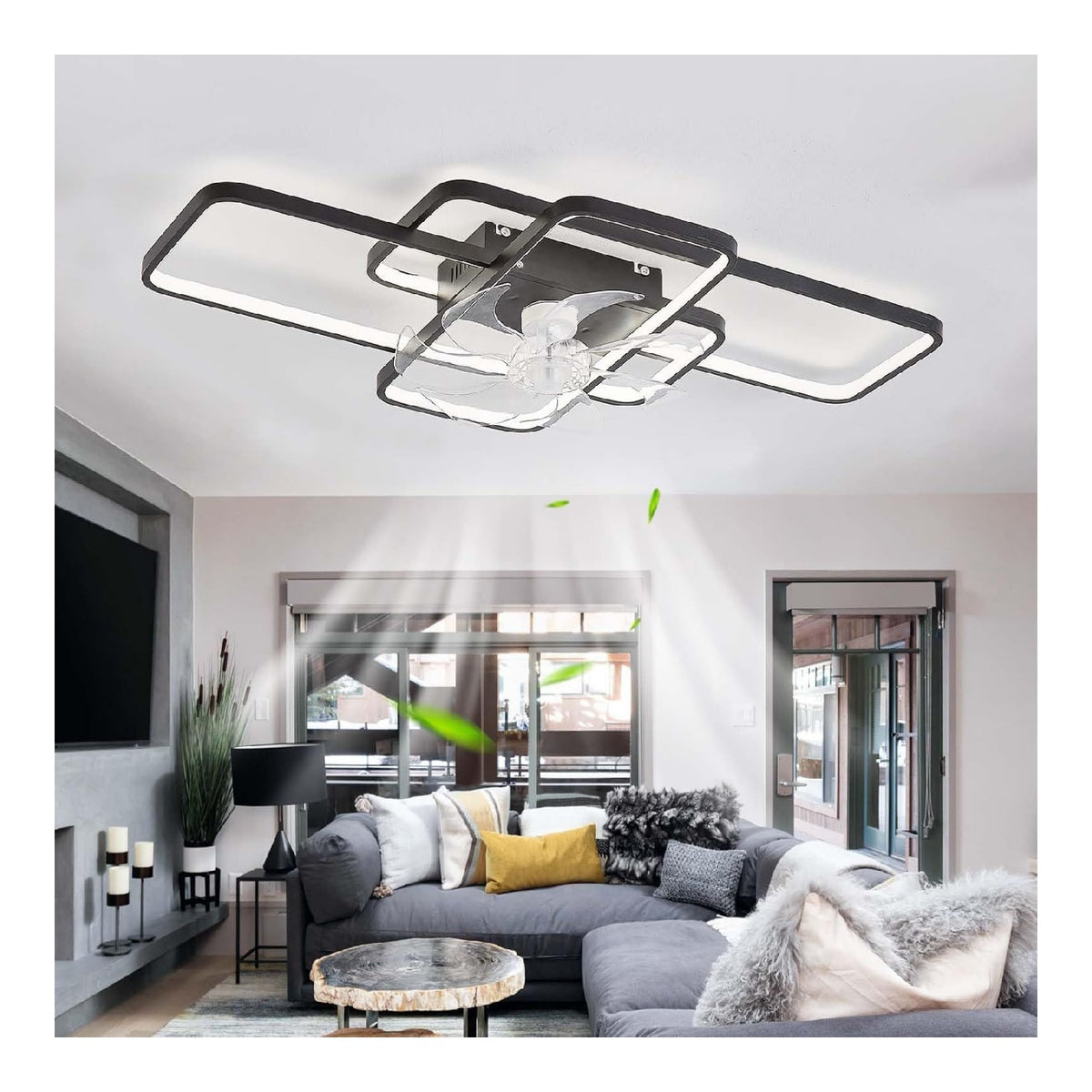 Plafonnier Noir et Blanc aux lignes epurees avec eclairage confortable HL-1732