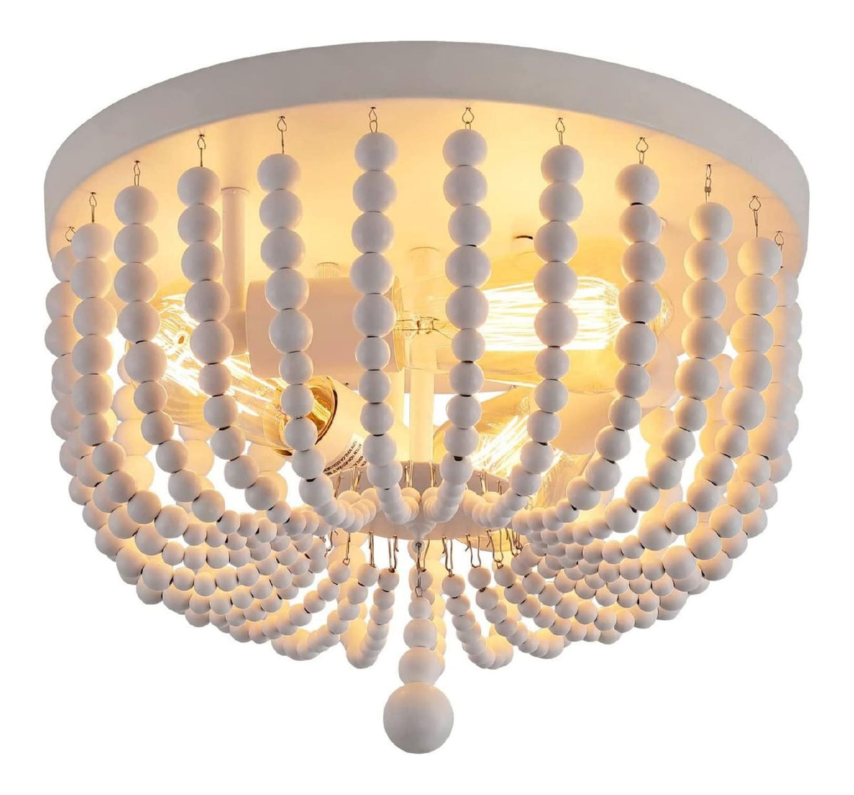 Lustre Blanc et Ambre aux lignes epurees avec eclairage confortable E27