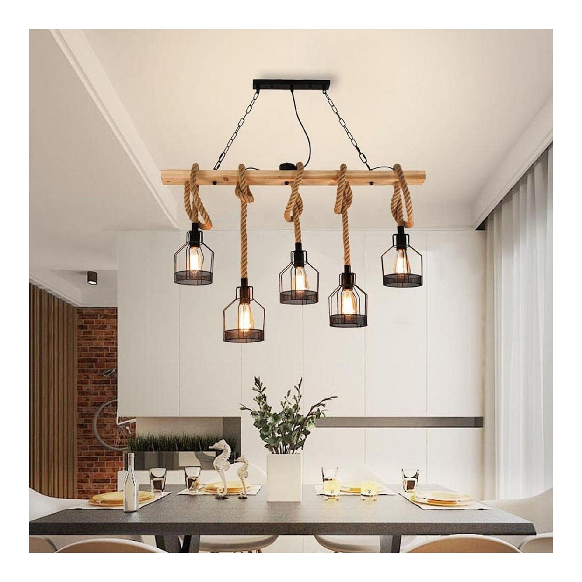 Luminaire Noir et Ambre a silhouette graphique de type suspension 40 W E27