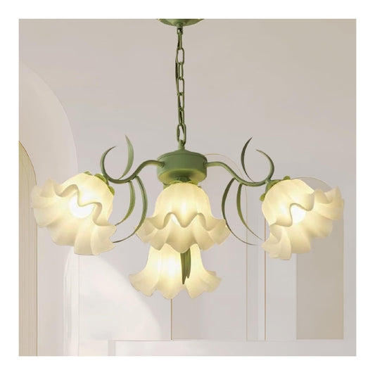 Luminaire Blanc et Ambre a silhouette graphique de type lustre E27