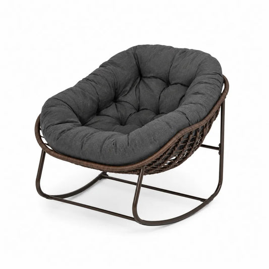 Chaise ¨¤ bascule en osier avec coussin en tissu