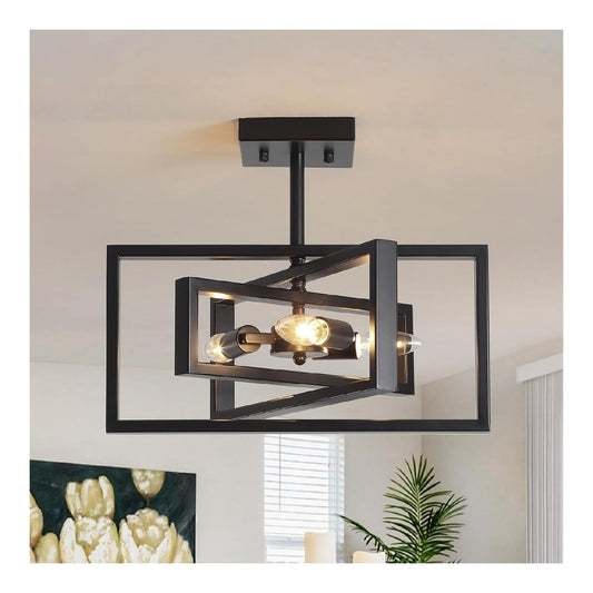 Lustre Noir et Ambre aux lignes epurees avec eclairage confortable 40 W E14
