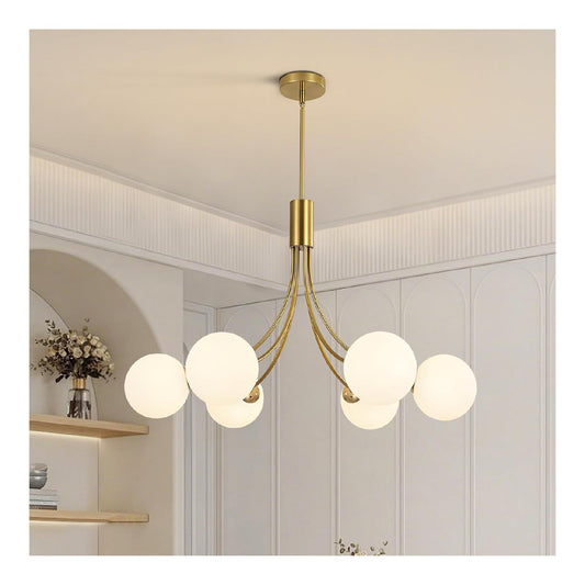 Lustre decoratif Blanc et Dore avec diffusion lumineuse harmonieuse E27