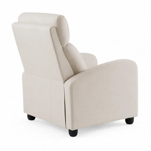 Fauteuil inclinable en similicuir beige avec pieds en