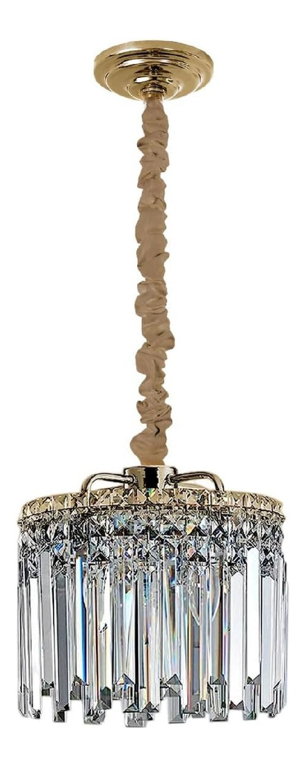 Suspension Dore et Transparent a presence elegante et lumiere agreable E14