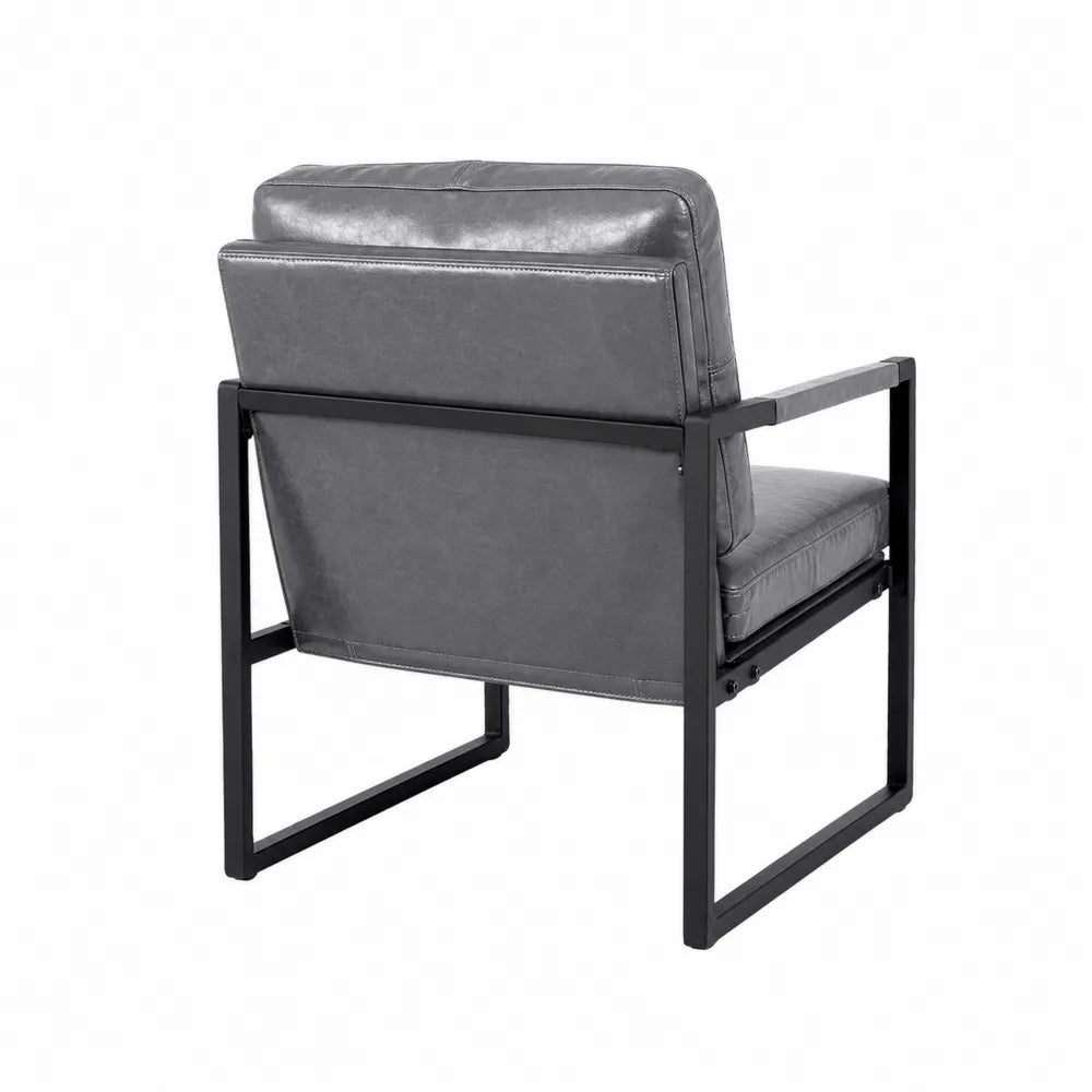 Fauteuil en cuir PU gris avec cadre en