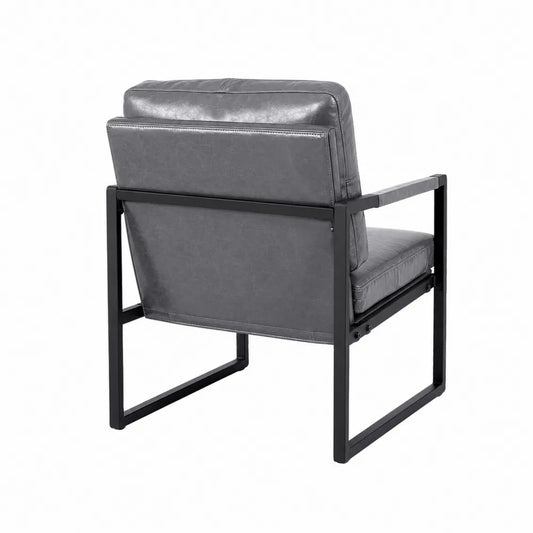 Fauteuil en cuir PU gris avec cadre en