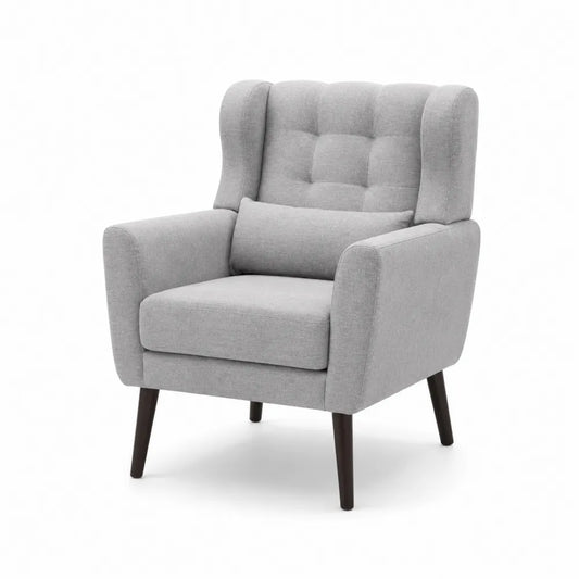 Fauteuil en tissu polyester gris avec pieds en