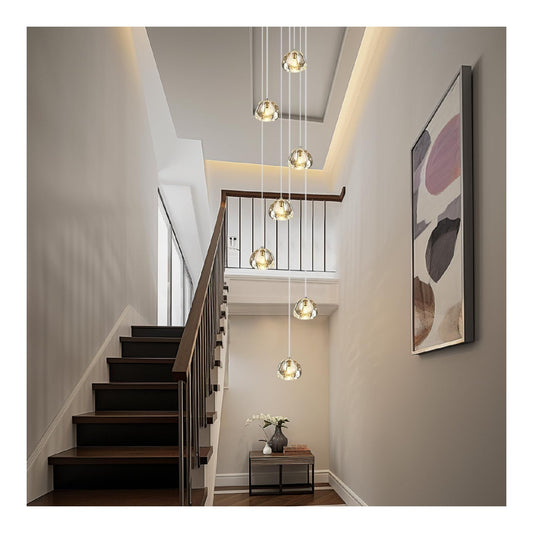 Lustre decoratif Blanc et Transparent avec diffusion lumineuse harmonieuse 2700K