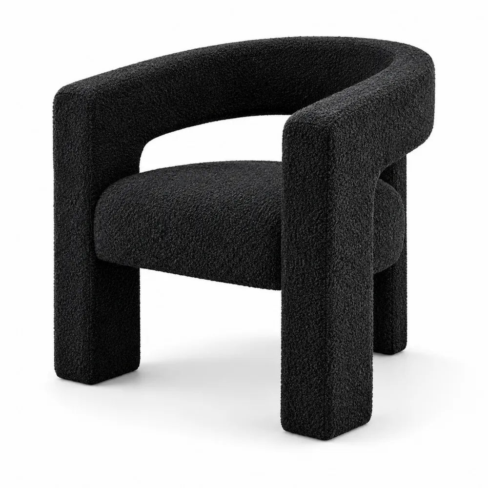 Chaise en Tissu Boucl¨¦ Noir avec