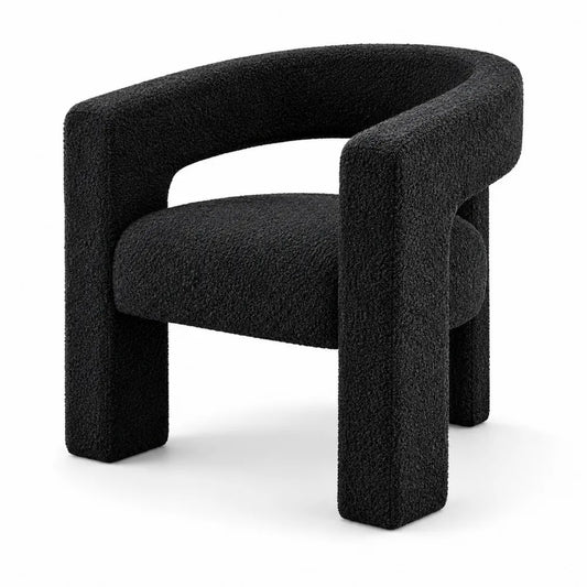 Chaise en Tissu Boucl¨¦ Noir avec