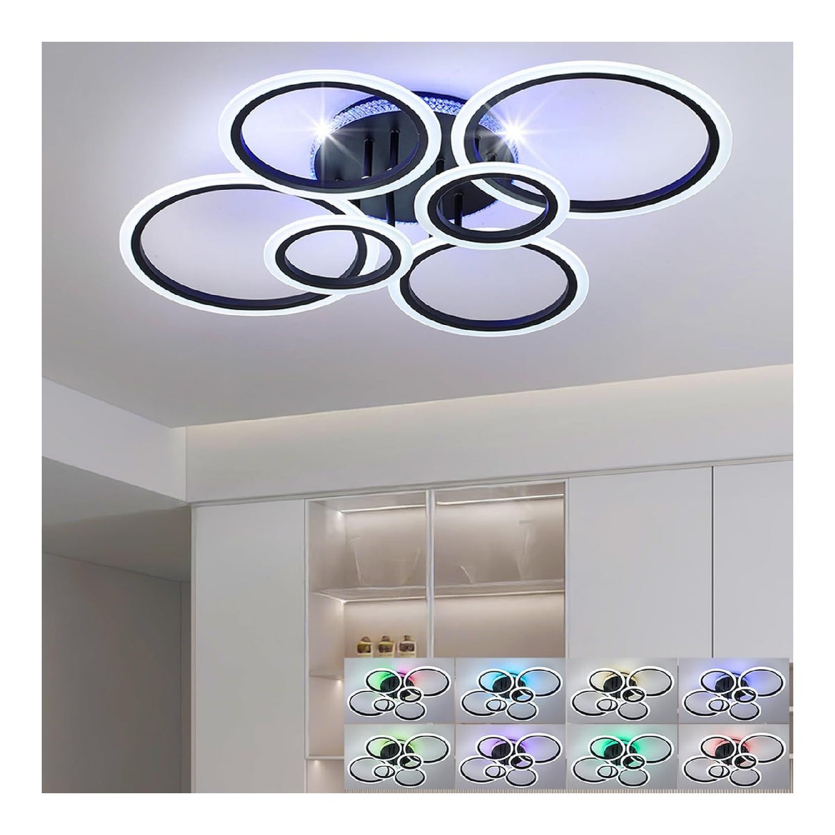 Luminaire Noir et Blanc a silhouette graphique de type lustre 80W 6000K