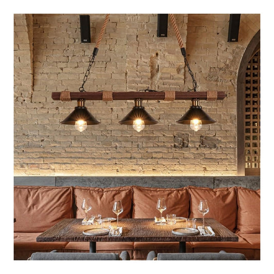 Luminaire Noir et Ambre a silhouette graphique de type suspension E27