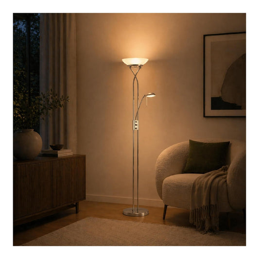 Solution lumineuse Blanc et Rouge au dessin sobre en format lampadaire