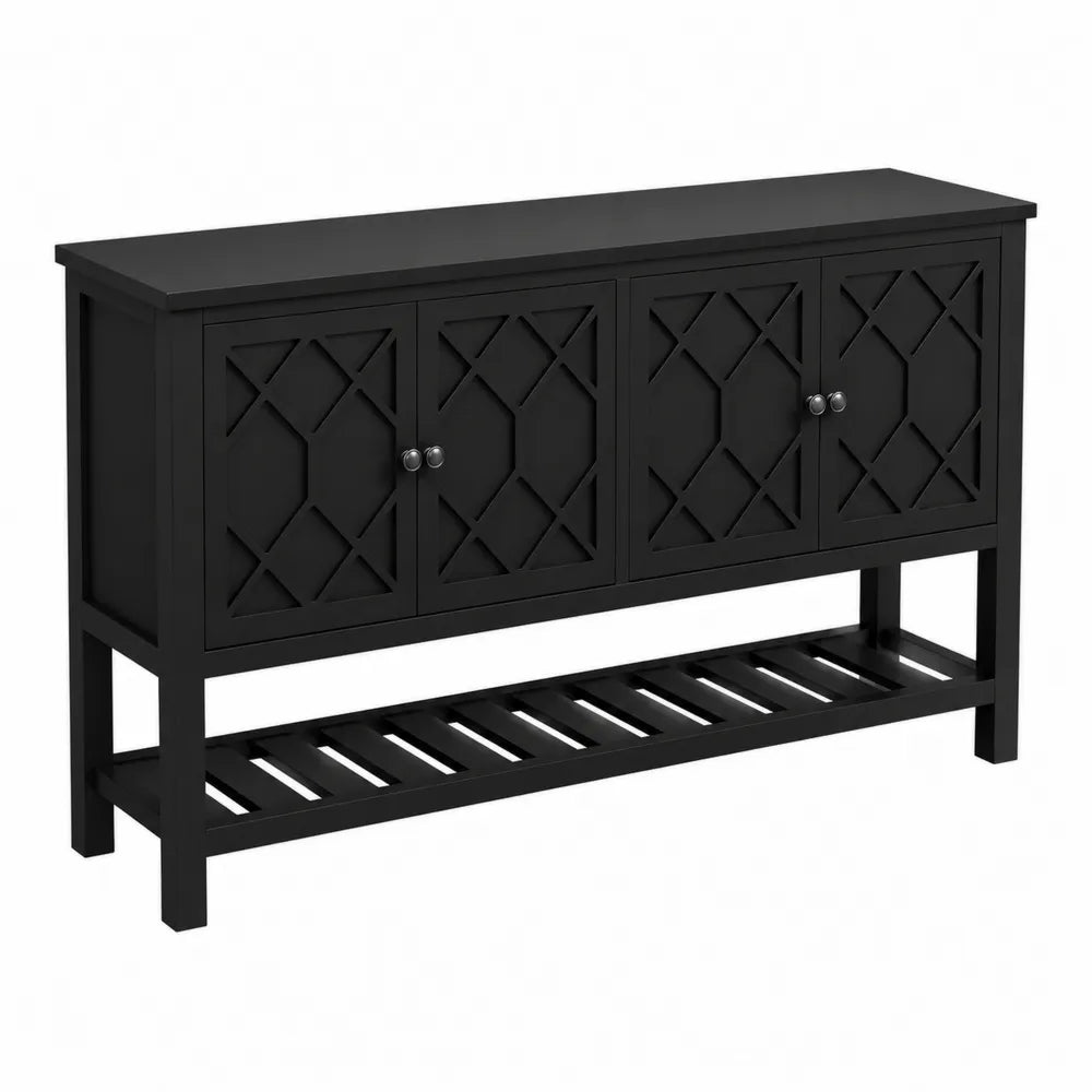 Buffet noir en bois MDF avec portes grillag¨¦es