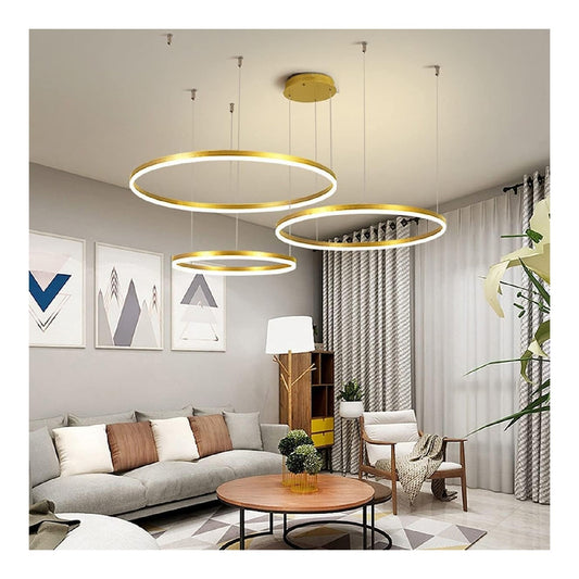 Suspension Dore et Ambre a presence elegante et lumiere agreable 90W