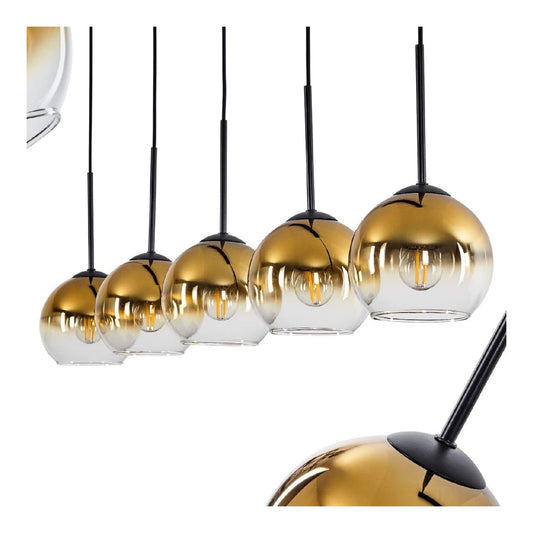Luminaire Noir et Ambre a silhouette graphique de type suspension IP20 E27 M9-9650