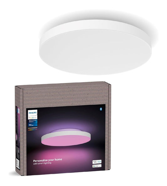 Plafonnier Blanc et Ambre aux lignes epurees avec eclairage confortable 8M-3029