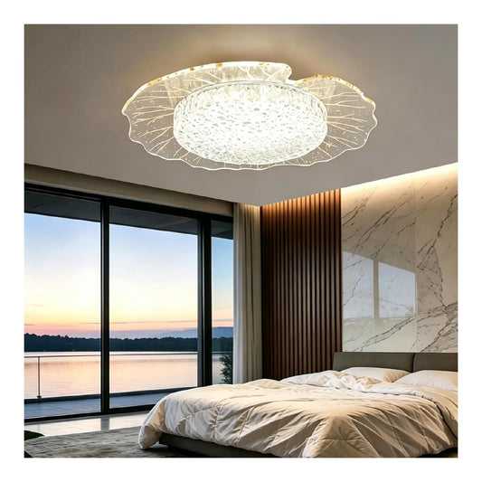 Plafonnier Blanc et Ambre a presence elegante et lumiere agreable 33W 6500K