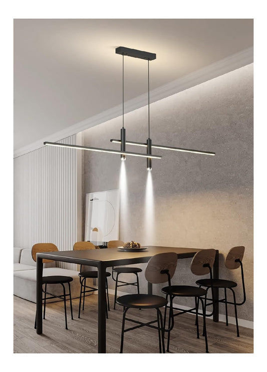 Luminaire Noir et Blanc a silhouette graphique de type suspension 3000K