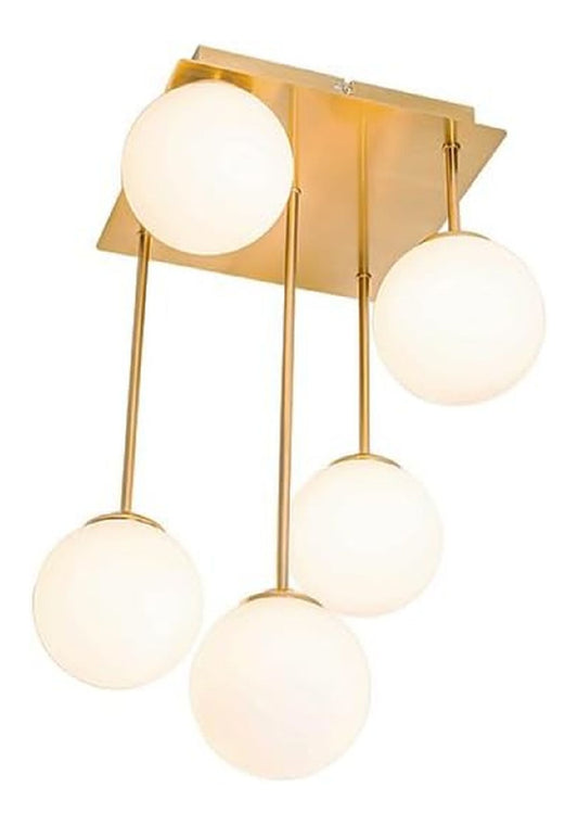 Plafonnier Blanc et Dore a presence elegante et lumiere agreable IP20