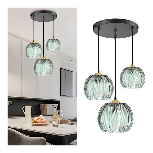 Suspension decoratif Ambre et Vert avec diffusion lumineuse harmonieuse