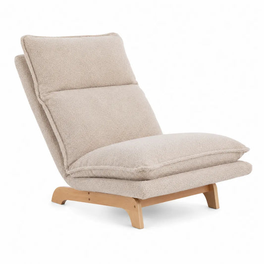 Chaise en bois avec rev¨ºtement en tissu boucl¨¦