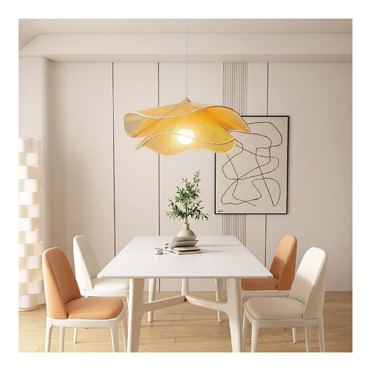Luminaire Blanc et Ambre a silhouette graphique de type suspension TG-7993