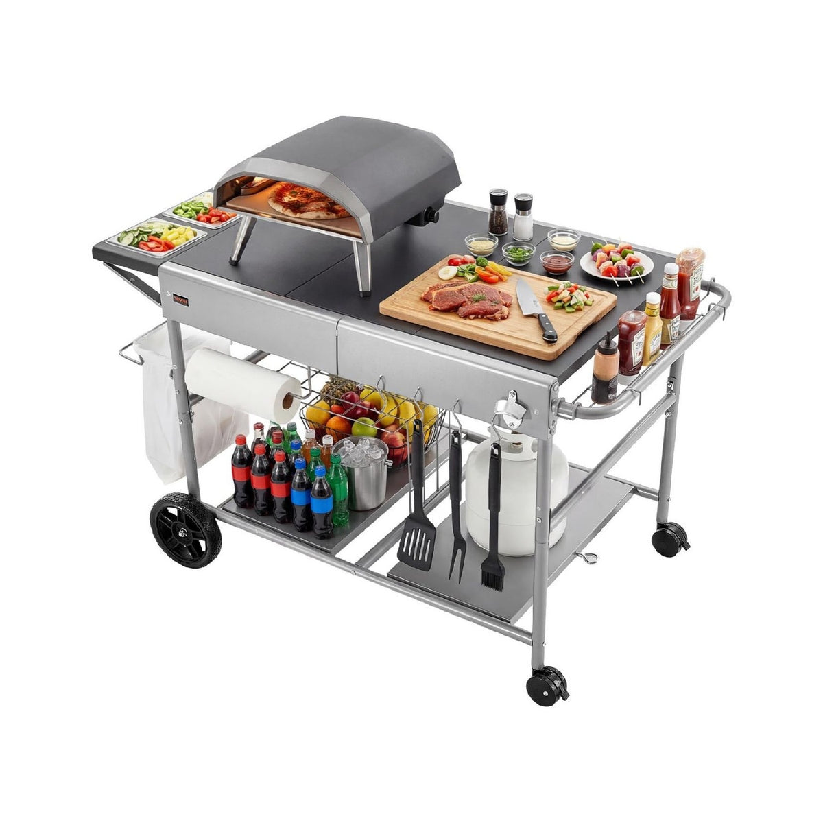 Chariots pour barbecue pour desserte chariot