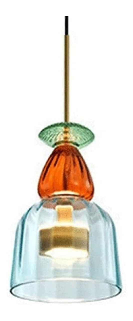 Suspension Ambre et Cuivre aux lignes epurees avec eclairage confortable 3W