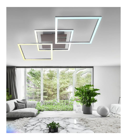 Lustre decoratif Blanc et Ambre avec diffusion lumineuse harmonieuse 82W