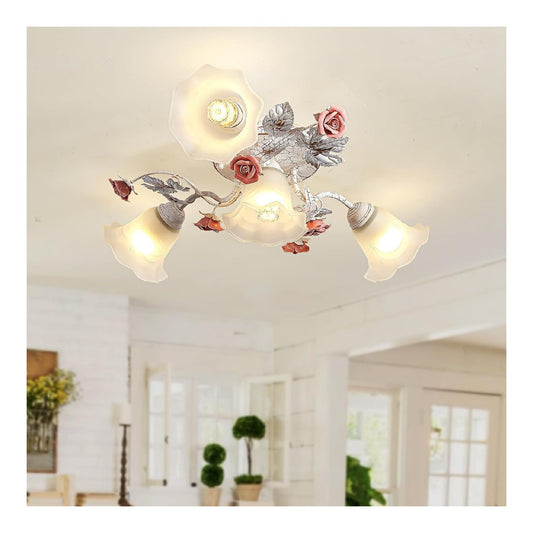 Plafonnier decoratif Blanc et Ambre avec diffusion lumineuse harmonieuse E27