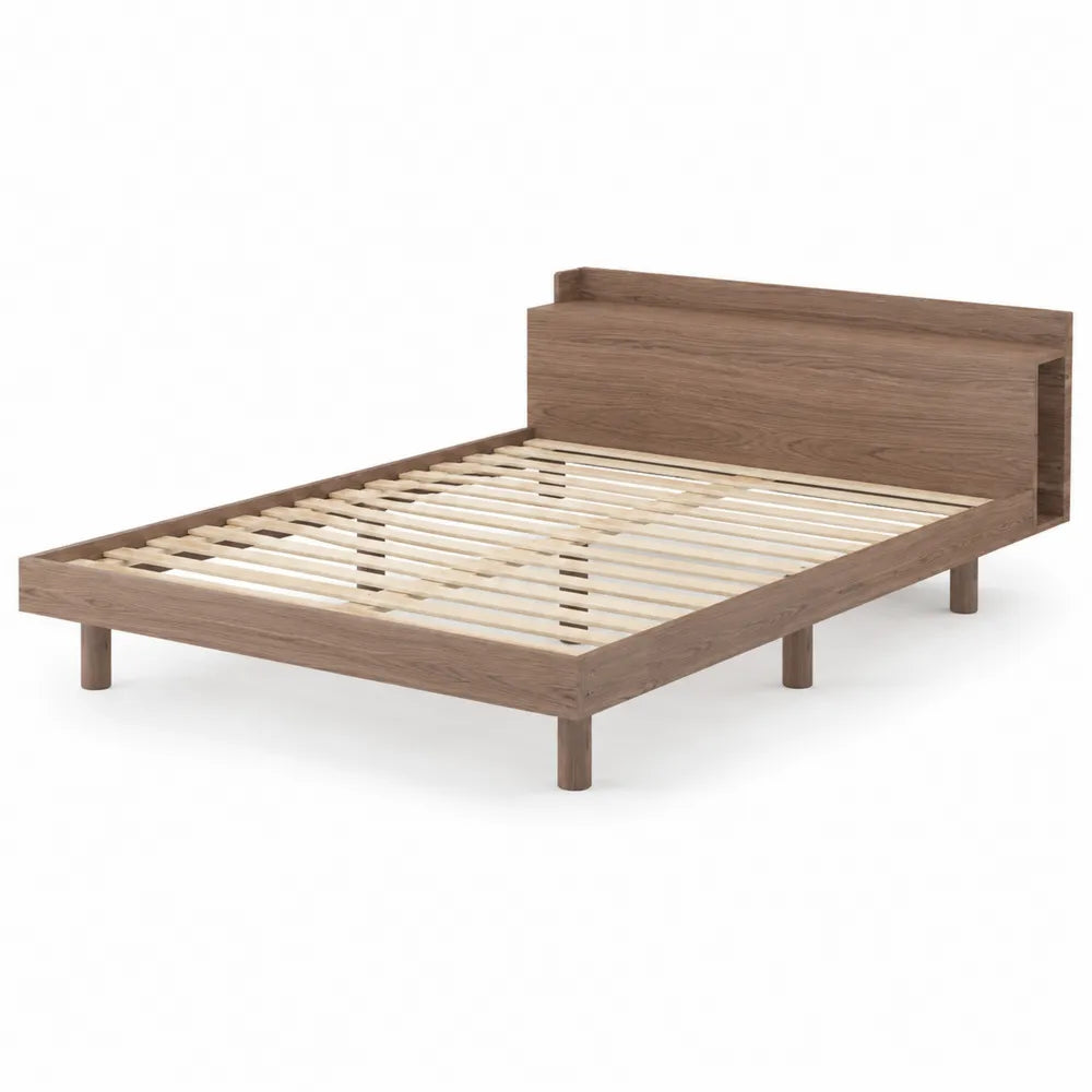 Lit en bois avec t¨ºte de lit int¨¦gr¨¦e en ch¨ºne clair 200x140